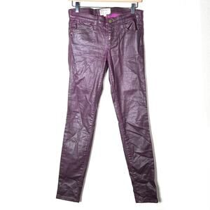 Current Elliot plum purple skinny leg faux leather coated jeans size 26 B108